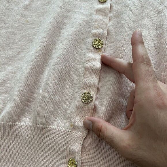 Vintage Burberrys Womens Cardigan Wool Sweater Pink Ballantyne Size 42 - Picture 6 of 10